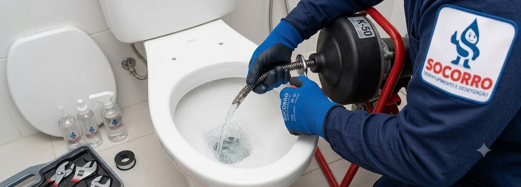 Profissional realizando Desentupidora de Vasos Sanitários em Timbó